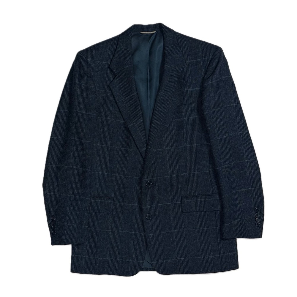 Vtg Christian Dior Union Made In USA Navy Glen Houndstooth Tweed blazer men 42L